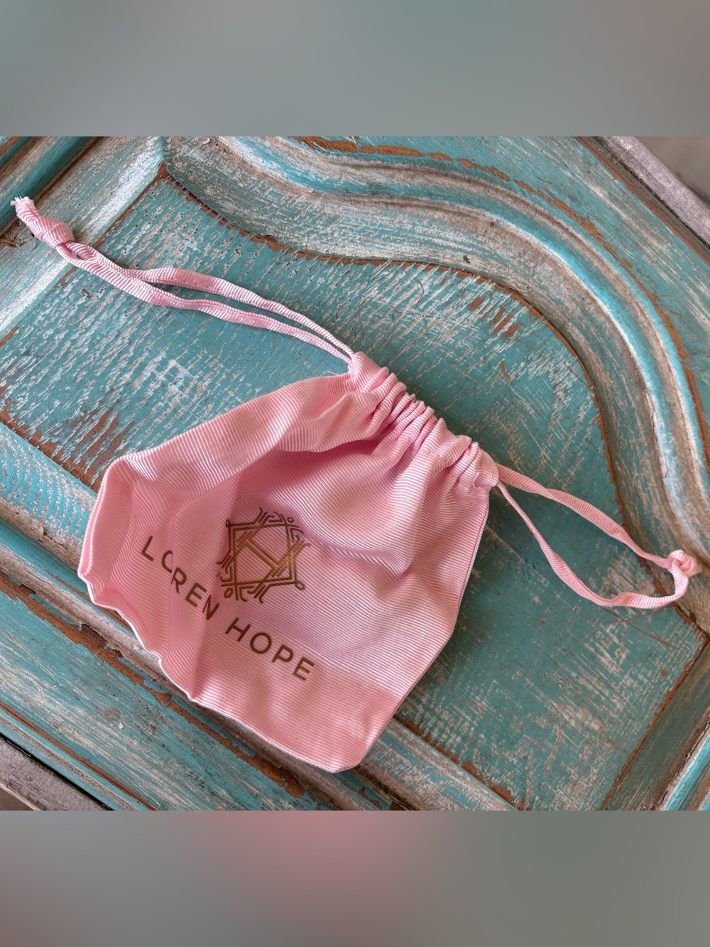 Loren Hope Pink Logo Drawstring Empty Pouch Small Jewelry Bag